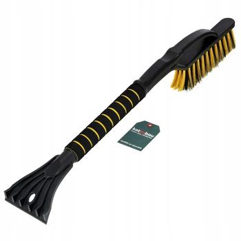 Škrabka na okna a led, škrabka a kartáč 2v1 - Barva černá, žlutá