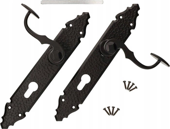 Retro kovaná klika dveří s dlouhou hřídelí 72 černá