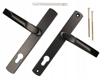 Dveřní klika černá s dlouhým ramenem 90 vložka