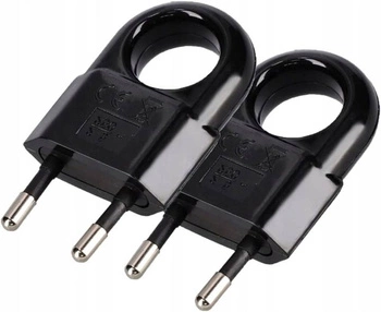 Plochá zástrčka s rukojetí bez uzemnění 250v černá 2 ks. kotarbau