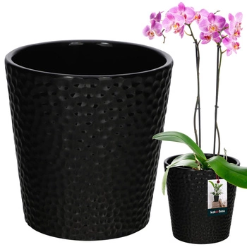 Keramický květináč černá rostliny orchideje 9,5 cm