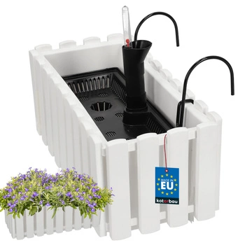 Květináč balkónový bílý na zábradlí 400 MM