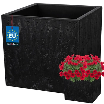 Květináč čtvercový beton industriální černý 39 cm