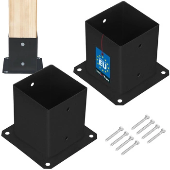 Základna sloupu přišroubovaná k betonu černá 120x120 mm sada 2 ks.