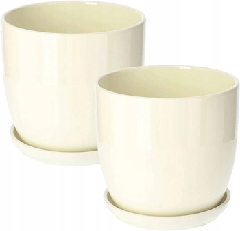 Hrnec ochranný keramický hrnec s podstavcem krémový ⌀15 cm - 2 ks. kotarbau