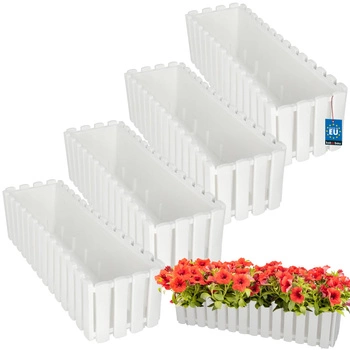 Květináč balkónový bílý na zábradlí 600 MM Sada 4 ks..