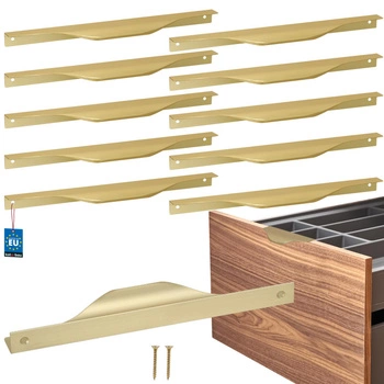 Hranatá nábytková úchytka moderní hliník zlatý mat 192 mm sada 10 ks.