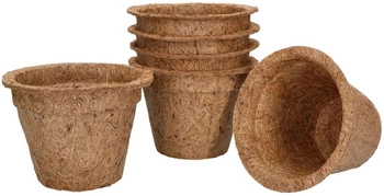 Květináč z přírodního kokosového vlákna fi 10 cm sada 6 ks.
