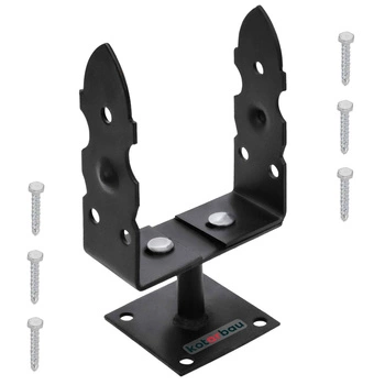 Základna sloupu přišroubovaná u 120-200 mm kotva patky držáku kotarbau černá