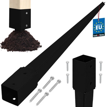 Základna sloupu zapuštěná do země ocel černá 50x50x600 mm