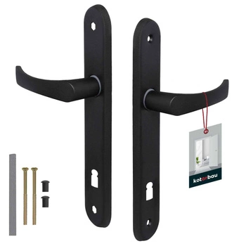 Sada dveřních klik 90 černá s dlouhou rozetou na klíč