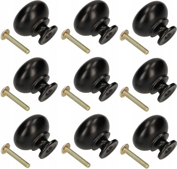 Nábytková knoflíková černá skříňová úchytka hřib - 10 ks.