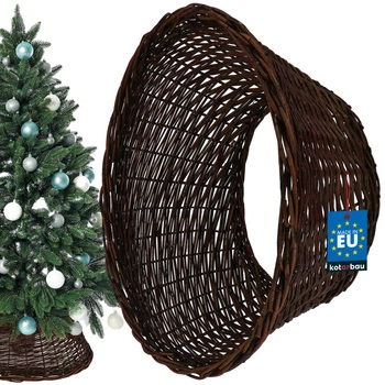 Koš z proutí ø60 cm na stojan pod vánoční stromek boho - Barva tmavě hnědá