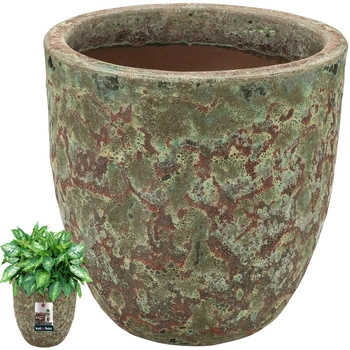 Květináč keramický ⌀ 37 cm tyrkysově hnědý ruční práce