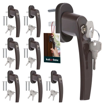 Okenní klika s klíčem hliníková hnědý sada 8 ks.