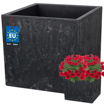 Květináč čtvercový beton industriální antracit 39 cm