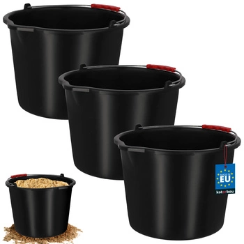 Vědro stavební hospodářské s výlevkou 12 l černé sada 3 ks