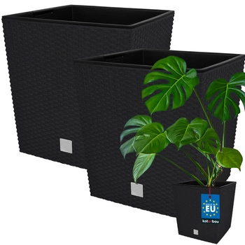 Zahradní ratanový květináč s vložkou antracit 40x40 cm sada 2 ks.