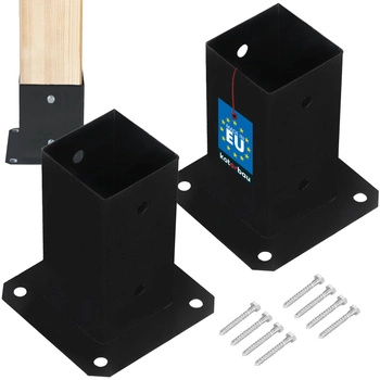 Základna sloupu přišroubovaná k betonu černá 70x70 mm sada 2 ks.