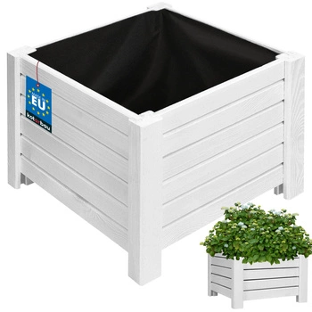 Dřevěný zahradní truhlík na květiny bílý 38x38 cm