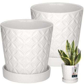 Květináč kulatý bílý s podmiskou ⌀ 13 cm 2 ks.