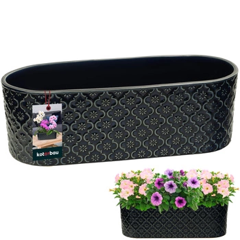 Elegantní keramický podlouhlý květináč kobaltový 12x37 cm