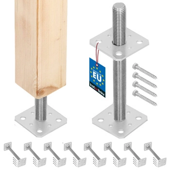 Podstavec sloupu šroubovací nastavitelný tyč m24 80x80x250 mm sada 8 ks.