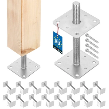 Podstavec sloupu šroubovací nastavitelný tyč m24 110x110x250 mm sada 16 ks.