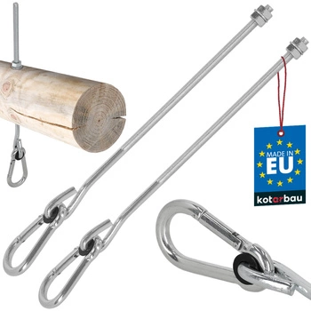 Hák na houpačku s karabinou šroubový do dřeva m10 330 mm sada 2 ks.