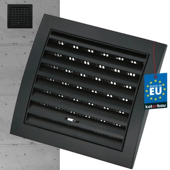 Zavřená ventilační mřížka s pletivem 150x150mm - Barva černá