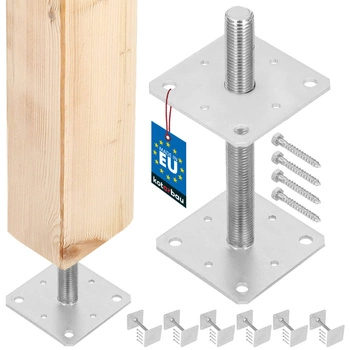 Podstavec sloupu šroubovací nastavitelný tyč m24 160x160x250 mm sada 6 ks.