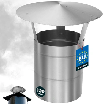 Stříška kouřová na komínové potrubí pozinkovaná stříbrná 180 mm