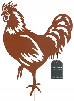 Figurka kohouta kovová zahradní dekorace rezavá