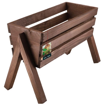 Stojící dřevěný květináč hnědý 40 cm