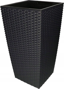 Ratanový zahradní květináč s vložkou antracit velký 32x32 cm