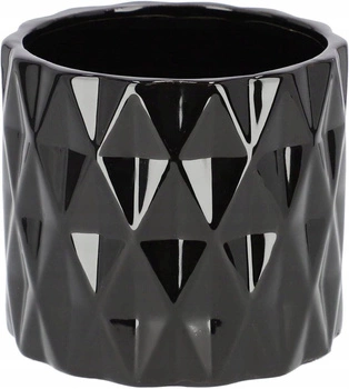 Válcový keramický květináč ochranný černý ⌀12 cm
