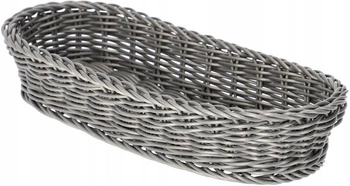 Košík pletený, tác na příbory šedý