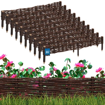 Proutěný zahradní plot poháněný palisáda lemování 100x10 cm sada 10 ks.