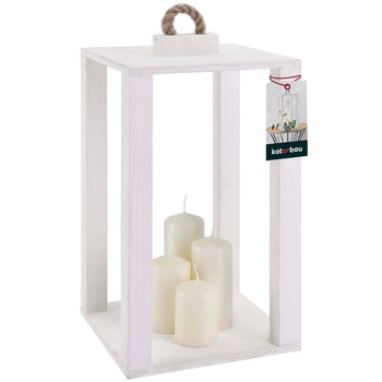 Dřevěná lucerna na svíčku domácí zahrada bílá 20x20 cm