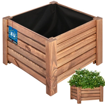 Dřevěný zahradní truhlík na květiny hnědý 38x38 cm