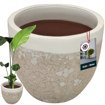 Květináč bílý mrazuvzdorný s odtokem vody ⌀ 37 cm