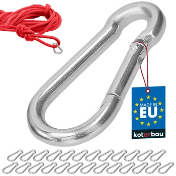 Hasičský karabina pro houpačky lana sítě kovová 60 mm sada 25 ks.