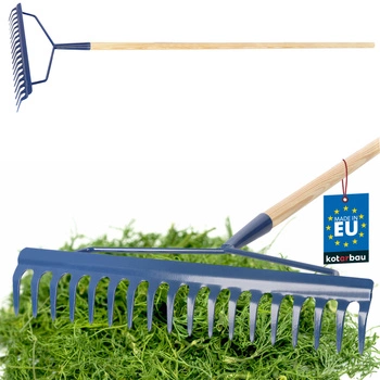 Zesílené kovové hrábě s 18 zuby a dřevěnou násadou 163 cm