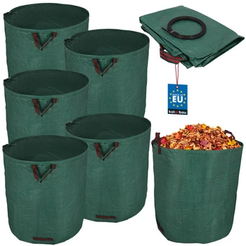 Zahradní koš na listí trávu kulatý skládací 635 l sada 5 ks.