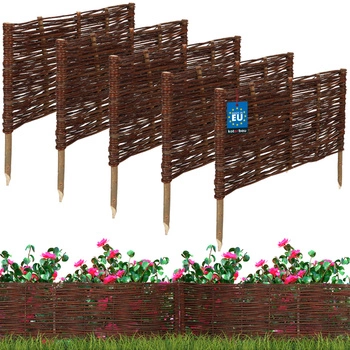 Proutěný zahradní plot poháněný palisáda lemování 60x30 cm sada 5 ks.