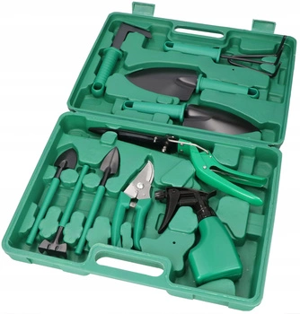 Sada malého zahradního nářadí v kufříku 10 položek kotarbau zelená