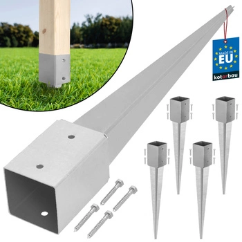 Podstavec pod sloup kotevní do země ocelový 90x90x750 mm sada 4 ks.