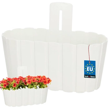 Závěsný květináč na zeď rustikální bílý 280 mm