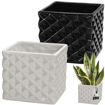 Květináč keramický čtvercový Piano bílý 14x14 cm 2 ks.