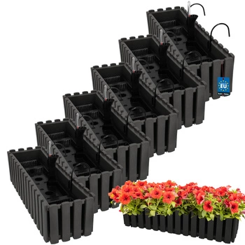 Květináč balkónový šedý na zábradlí 600 MM Sada 6 ks..